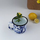 Emaye Lacivert Mermer Desen Kupa 350 ml