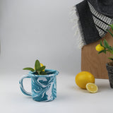 Emaye Turkuaz Mermer Desen Kupa 250ml