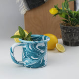 Emaye Turkuaz Mermer Desen Kupa 250ml