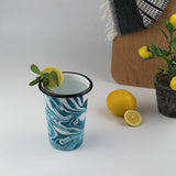 Emaye Turkuaz Mermer Desen Konik Bardak 450 ml