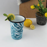 Emaye Turkuaz Mermer Desen Konik Bardak 450 ml