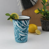 Emaye Turkuaz Mermer Desen Konik Bardak 450 ml