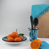 Emaye Turkuaz Mermer Desen Tabak 17cm