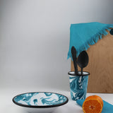 Emaye Turkuaz Mermer Desen Tabak 17cm