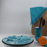 Emaye Turkuaz Mermer Desen Tabak 23cm