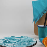 Emaye Turkuaz Mermer Desen Tabak 23cm