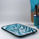 Emaye Turkuaz Mermer Desen Tepsi V3