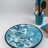 Emaye Turkuaz Mermer Desen Tabak 25cm