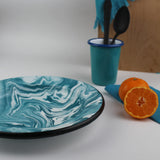 Emaye Turkuaz Mermer Desen Tabak 23cm