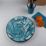 Emaye Turkuaz Mermer Desen Tabak 23cm