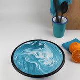 Emaye Turkuaz Mermer Desen Kase 20 cm