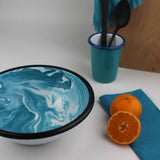 Emaye Turkuaz Mermer Desen Kase 20 cm