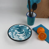 Emaye Turkuaz Mermer Desen Tabak 17cm