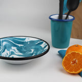 Emaye Turkuaz Mermer Desen Tabak 17cm