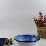 Emaye Lacivert Mermer Desen Kase 20 cm