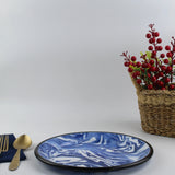 Emaye Lacivert Mermer Desen Tabak 25cm