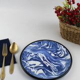 Emaye Lacivert Mermer Desen Tabak 25cm