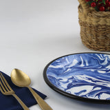 Emaye Lacivert Mermer Desen Tabak 25cm