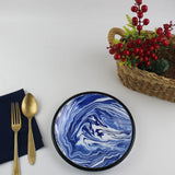 Emaye Lacivert Mermer Desen Tabak 21cm