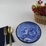 Emaye Lacivert Mermer Desen Kase 20 cm