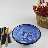 Emaye Lacivert Mermer Desen Kase 20 cm