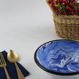 Emaye Lacivert Mermer Desen Kase 20 cm