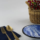 Emaye Lacivert Mermer Desen Tabak 17cm