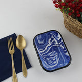 Emaye Lacivert Mermer Desen Meze Tabağı V1
