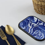 Emaye Lacivert Mermer Desen Meze Tabağı V1