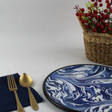 Emaye Lacivert Mermer Desen Pizza Tepsi 28cm