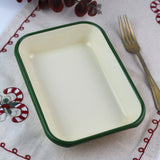 Emaye Meze Tabağı 21*14cm - Yeşil